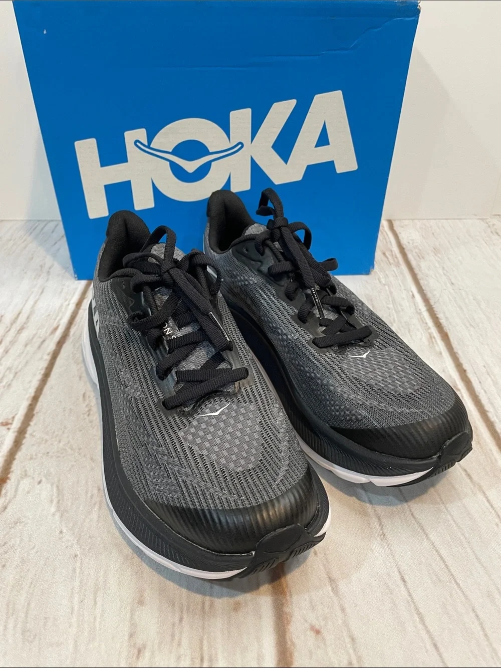 NEW Hoka Clifton 9 Youth 4 Sneakers Gray Black Running Shoes Boys Girls NIB